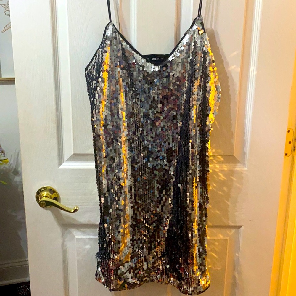 NWOT silver sequin dress
